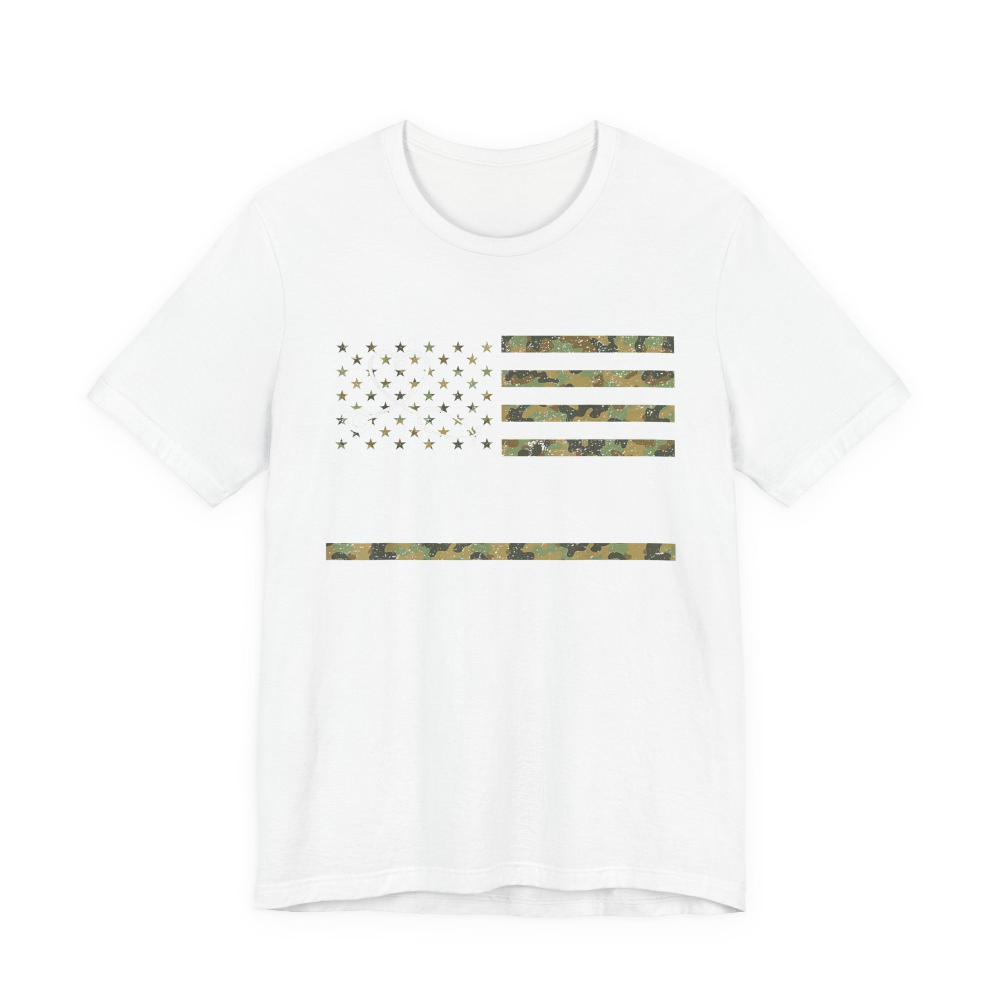 Patriotic VA Nurse T-Shirt — Camouflage American Flag "Proud USA" Tee