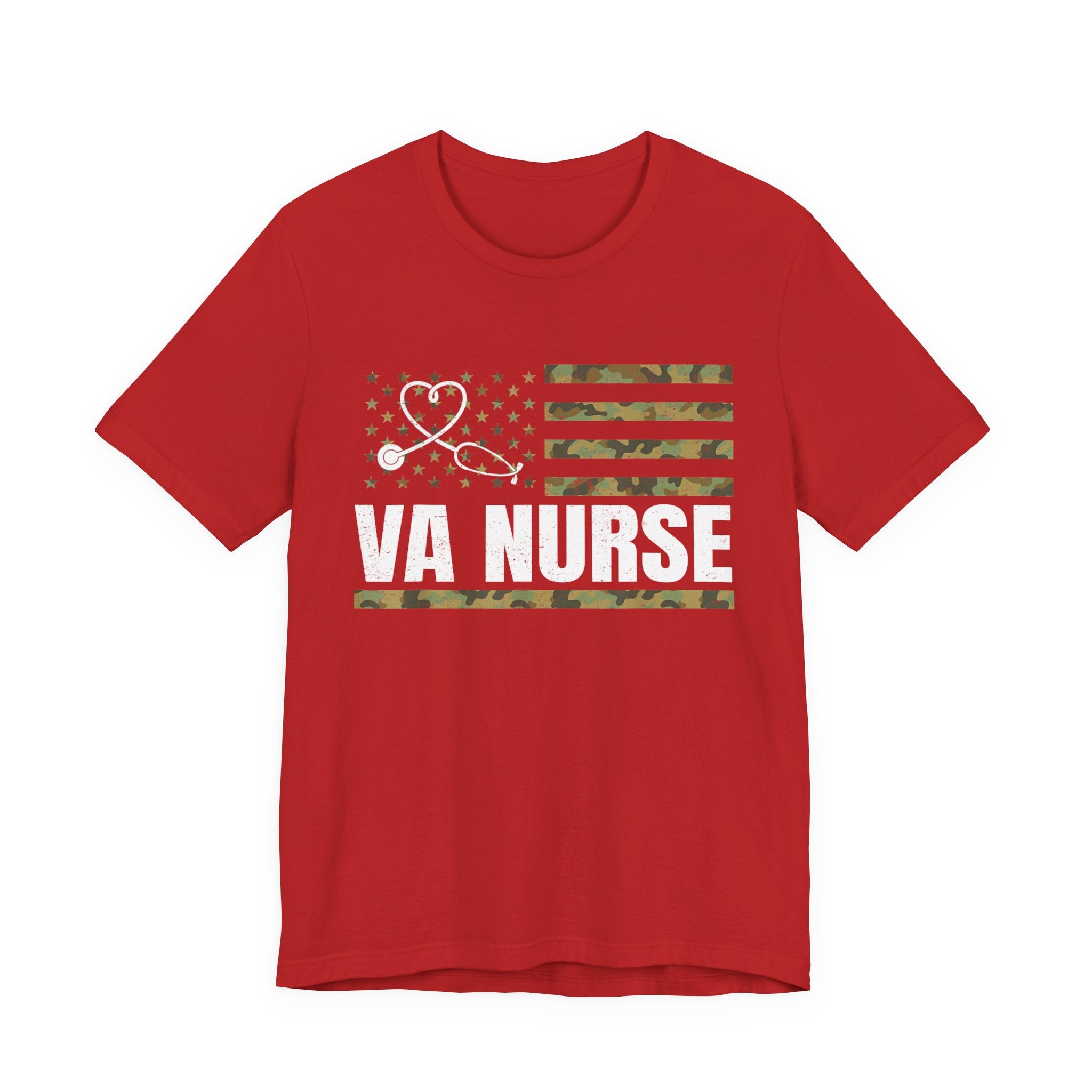 Patriotic VA Nurse T-Shirt — Camouflage American Flag "Proud USA" Tee