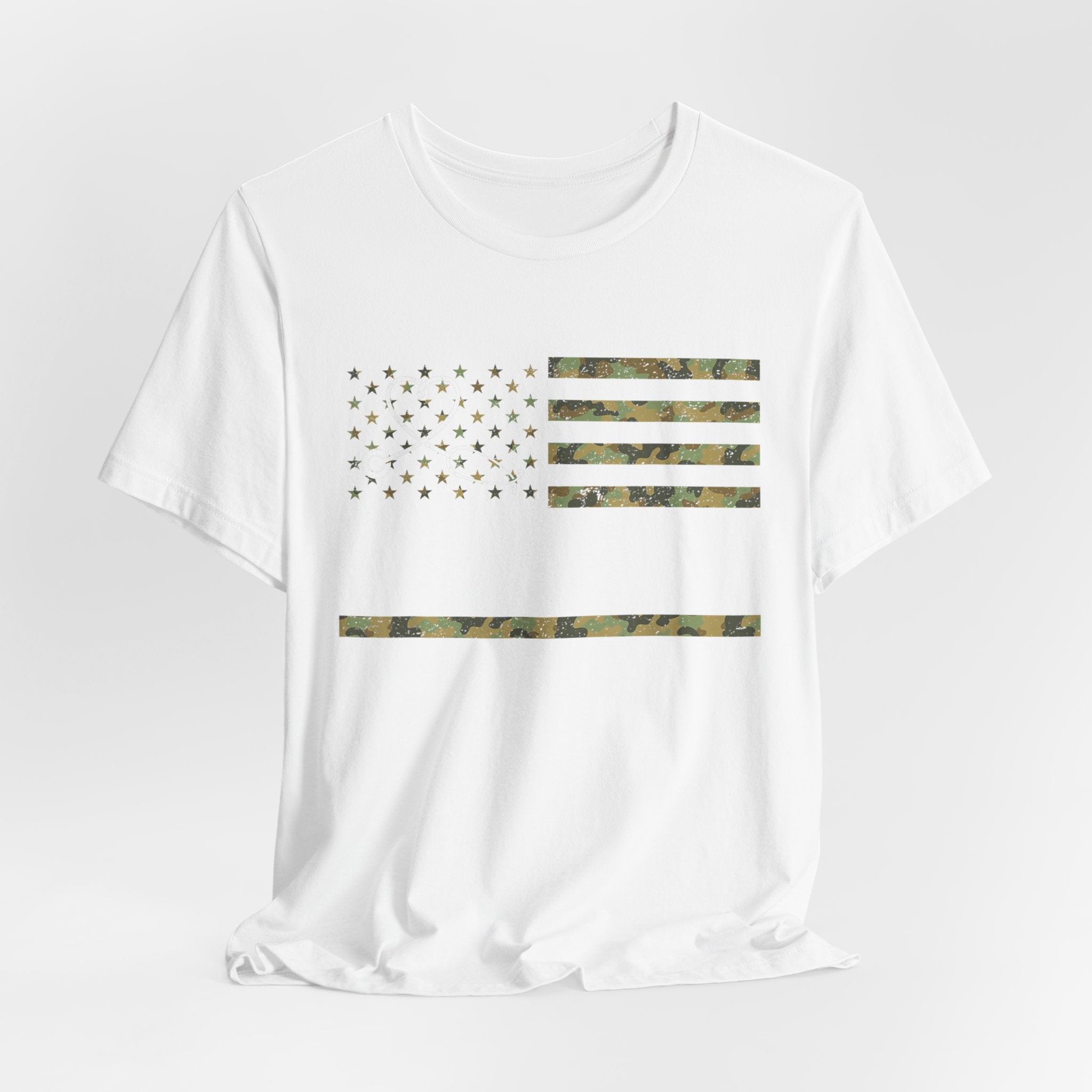 Patriotic VA Nurse T-Shirt — Camouflage American Flag "Proud USA" Tee