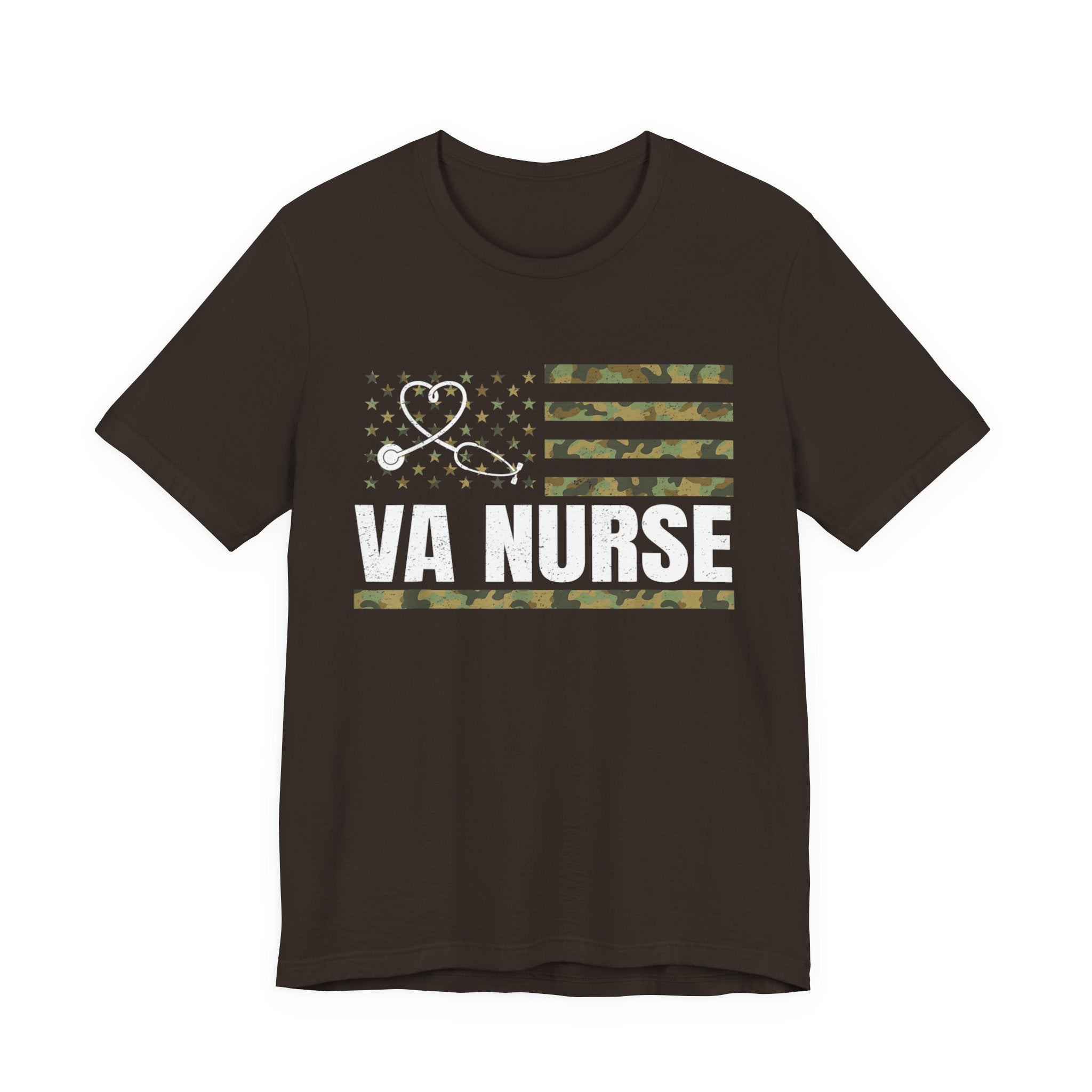 Patriotic VA Nurse T-Shirt — Camouflage American Flag "Proud USA" Tee