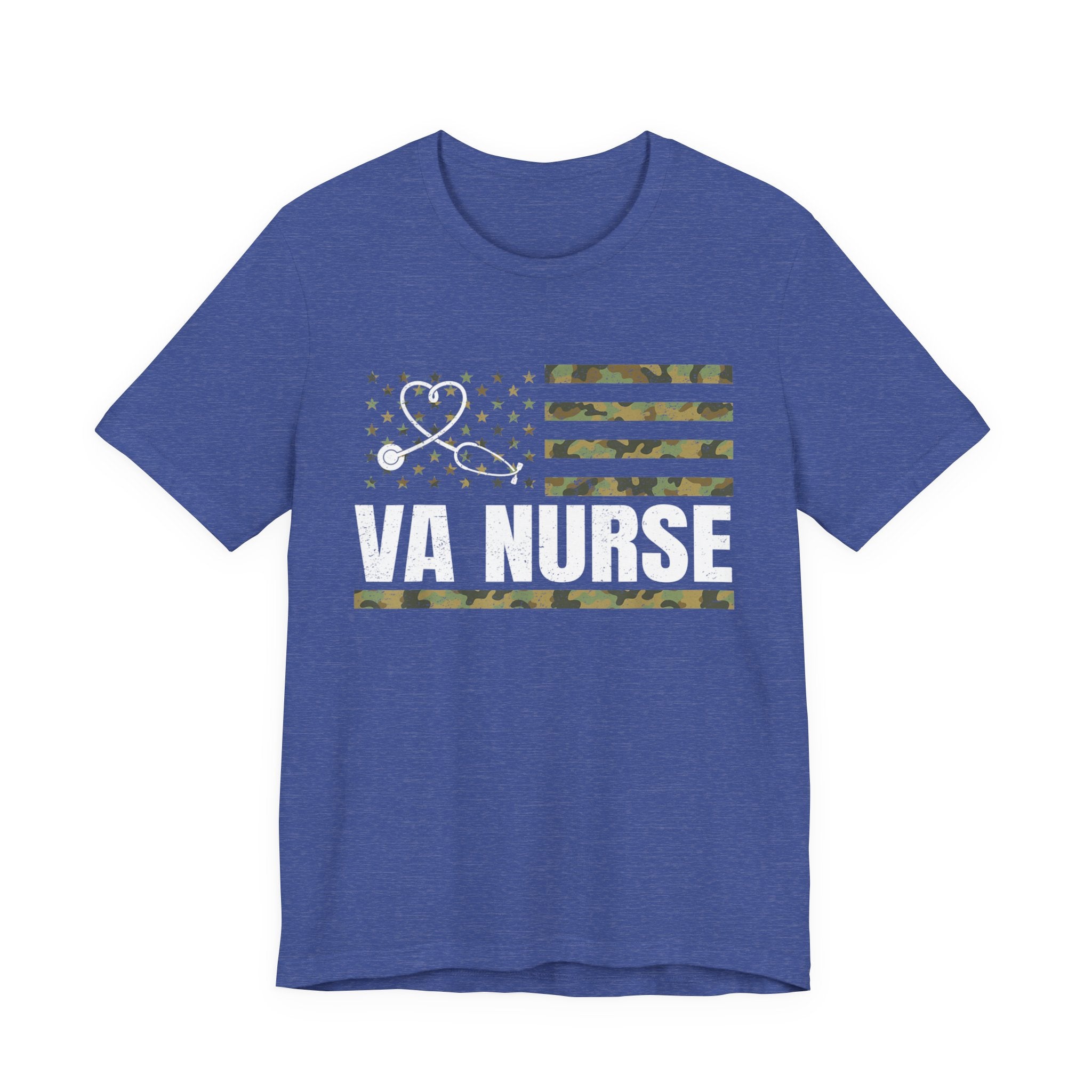 Patriotic VA Nurse T-Shirt — Camouflage American Flag "Proud USA" Tee